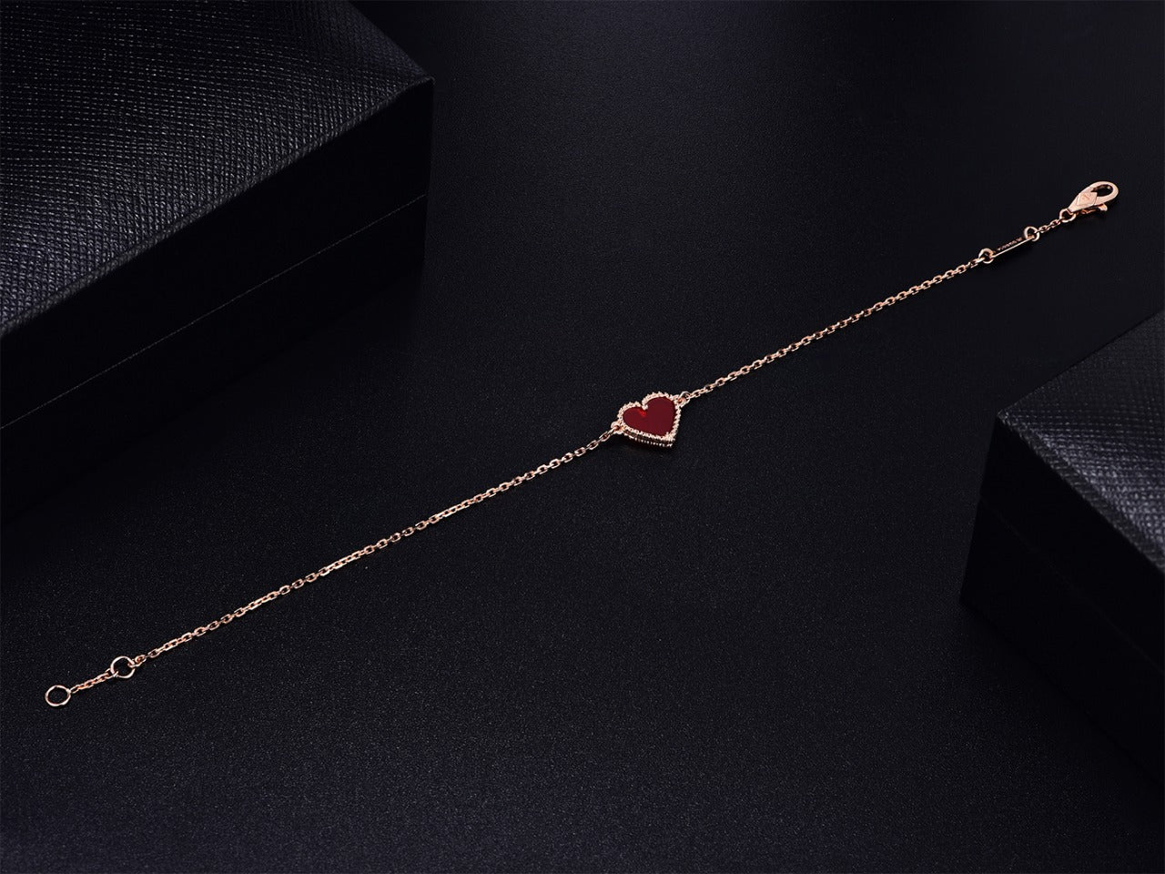 [Love More]HEART CARNELIAN PINK GOLD BRACELET