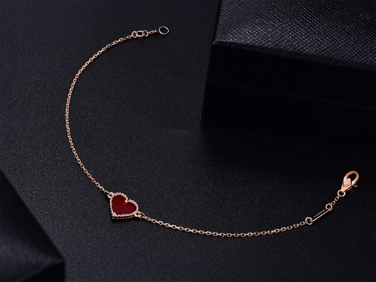 [Love More]HEART CARNELIAN PINK GOLD BRACELET